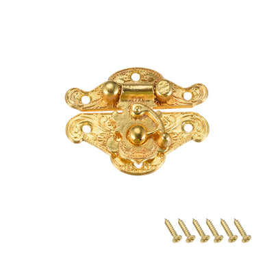Harfington Uxcell 10 Sets Wood Case Chest Box Rectangle Clasp Closure Hasp Latches Gold Tone 37 x 28mm