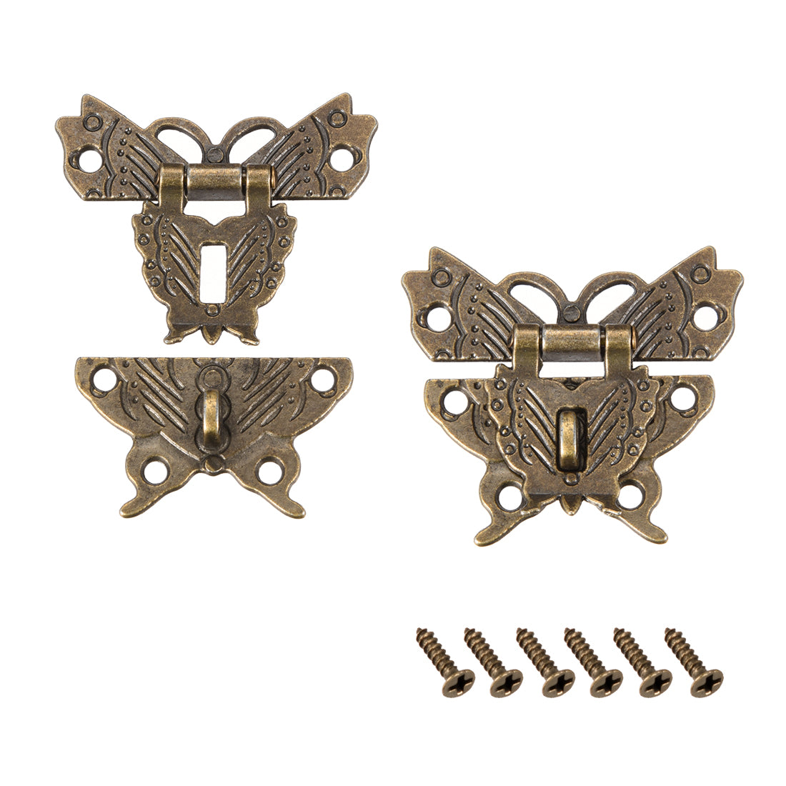 uxcell Uxcell 2 Sets Wood Case Chest Box Rectangle Clasp Closure Hasp Latches Bronze Tone 50 x 43mm