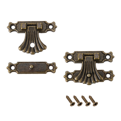 Harfington Uxcell 2 Sets Wood Case Chest Box Rectangle Clasp Closure Hasp Latches Bronze Tone 37 x 27mm