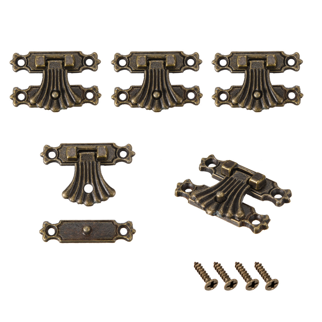uxcell Uxcell 5 Sets Wood Case Chest Box Rectangle Clasp Closure Hasp Latches Bronze Tone 37 x 27mm