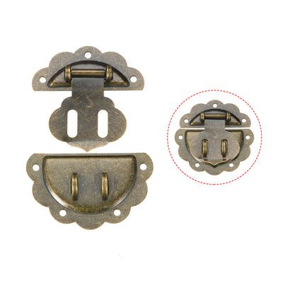 Harfington Uxcell 2 Sets Wood Case Chest Box Rectangle Clasp Closure Hasp Latches Bronze Tone 58 x 58mm