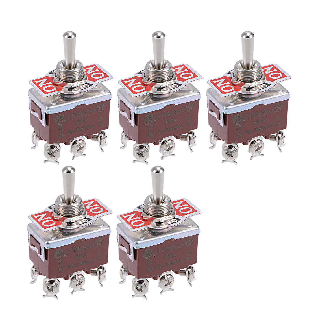 uxcell Uxcell DPDT Rocker Toggle Switch Heavy-Duty 15A 250V 6P (Momentary ON)/OFF/(Latching ON) Metal Bat 5pcs