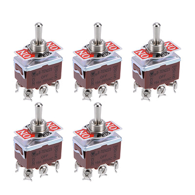 Harfington Uxcell DPDT Momentary Rocker Toggle Switch Heavy-Duty 15A 250V 6P ON/OFF/ON Metal Bat 5pcs