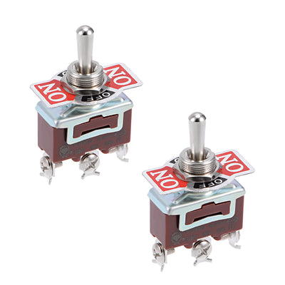 Harfington Uxcell SPDT Momentary Rocker Toggle Switch Heavy-Duty 15A 250V 3P ON/OFF/ON Metal Bat 2pcs