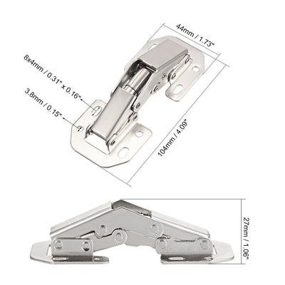 Harfington Uxcell 10pcs Cold Rolled Steel Concealed Cabinet 90 Degree Open Door Hinges, 104mm Long