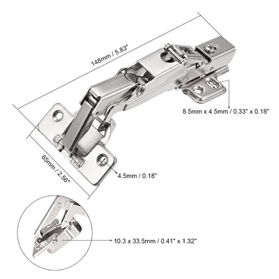 Harfington Uxcell 175 Degree Hinges Face Frame Soft Closing Hydraulic Concealed Cabinet Hinge,2 Pcs (Half Overlay)