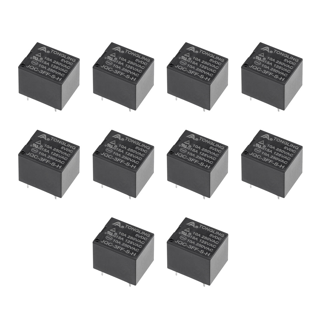 uxcell Uxcell 10 Pcs JQC-3FF-S-H  DC 5V Coil SPST 4 Pin PCB Electromagnetic Power Relay Black