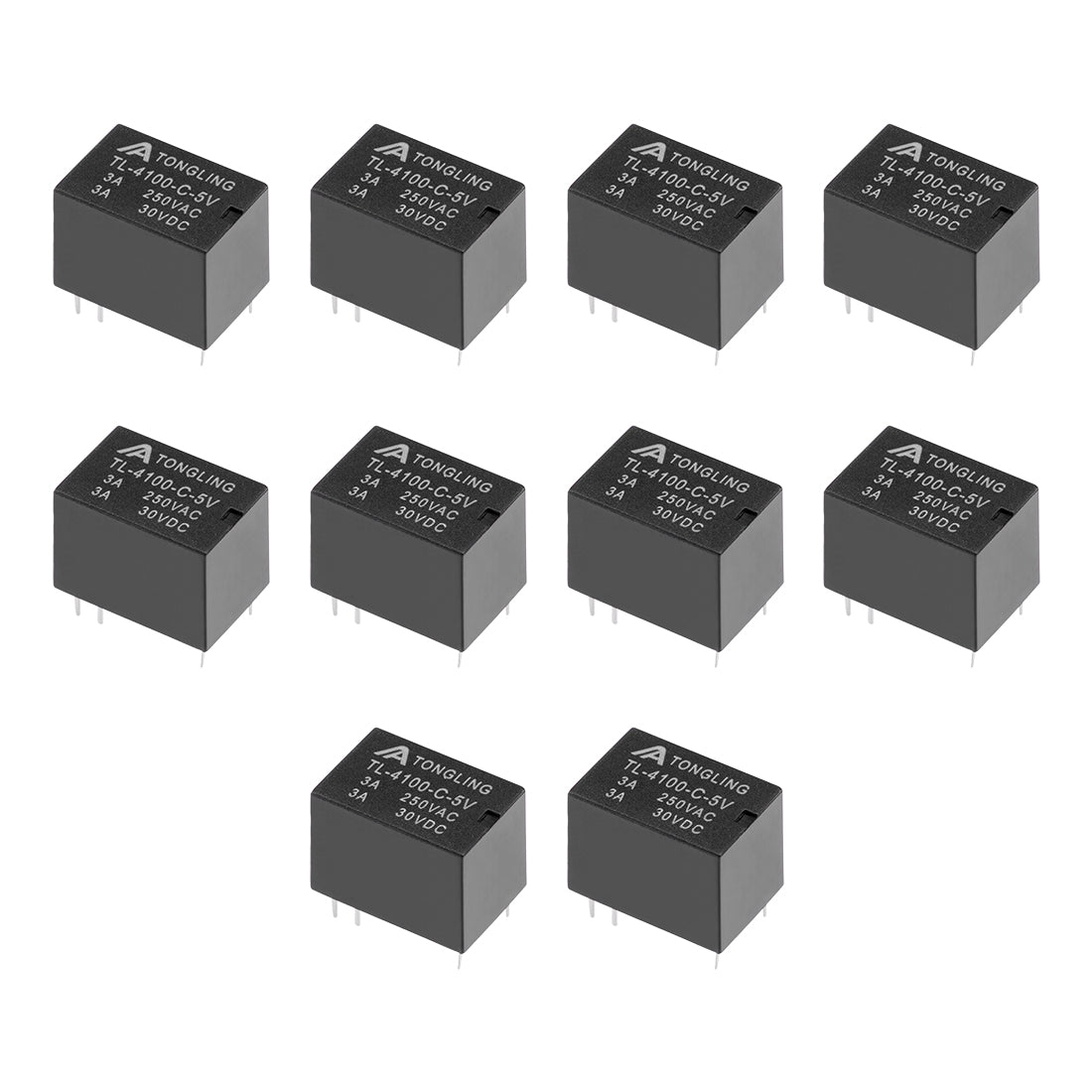 uxcell Uxcell 10 Pcs TL-4100-C-5V DC 5V Coil SPDT 6 Pin PCB Electromagnetic Power Relay NO+NC Black