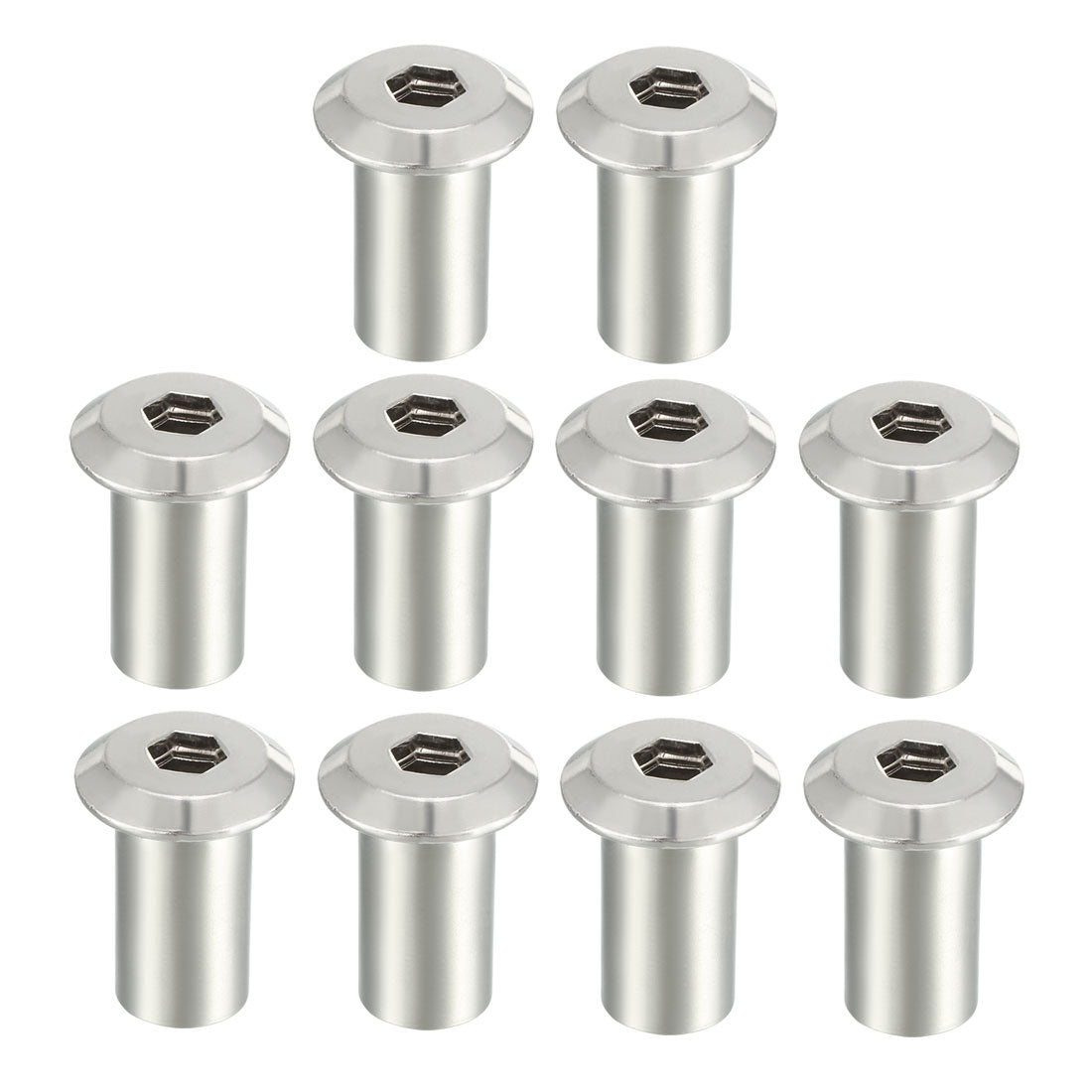 uxcell Uxcell M10x21mm Hex Socket Head Insert Nut Screw Post Sleeve Nut for Furniture 10pcs