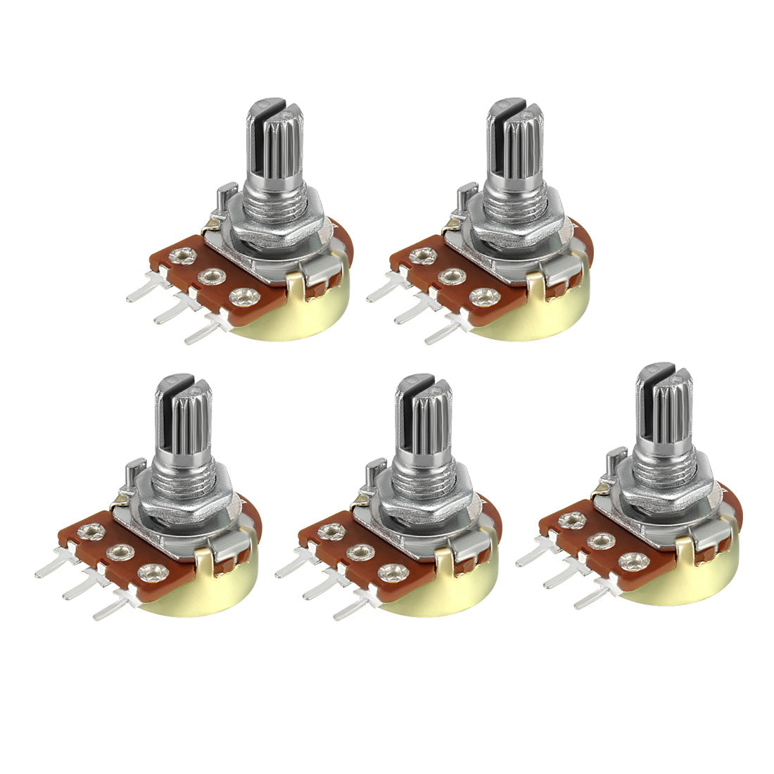 uxcell Uxcell WH148 50K Ohm Variable Resistors Single Turn Rotary Carbon Film Taper Potentiometer 5pcs