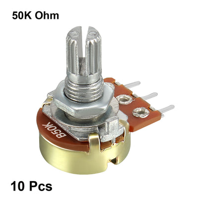 Harfington Uxcell WH148 50K Ohm Variable Resistors Single Turn Rotary Carbon Film Taper Potentiometer 10pcs