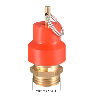 Harfington Uxcell Air Compressor Fittings Pressure Relief Valve 1/2PT Thread 0.78Mpa Red