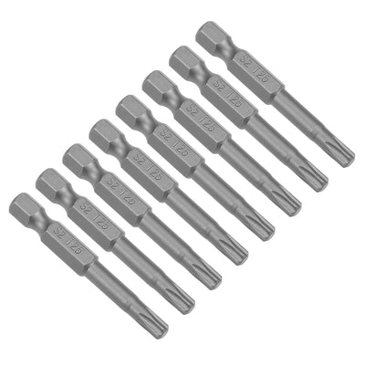 uxcell Uxcell 8pcs 50mm Long 1/4" Hex Shank T25 Magnetic Torx Head Screwdriver Bits S2 High Alloy Steel