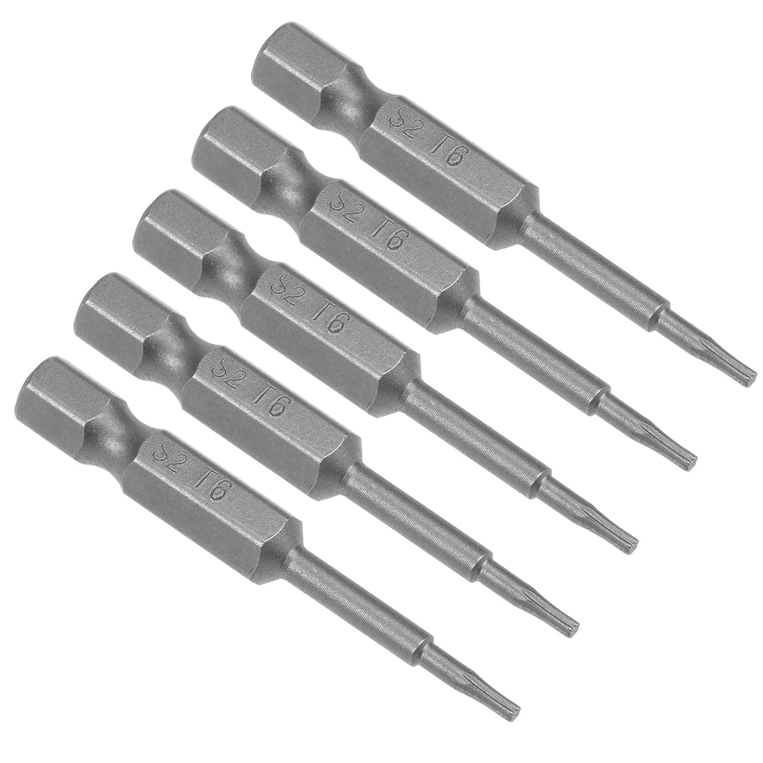 Uxcell Uxcell 5pcs 50mm Long 1/4" Hex Shank T6 Magnetic Torx Head Screwdriver Bits S2 High Alloy Steel