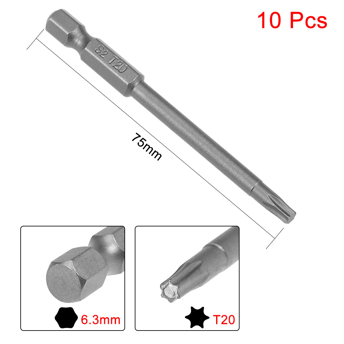 uxcell Uxcell Magnetic Torx Screwdriver Bits Hex Shank S2 Power Tools