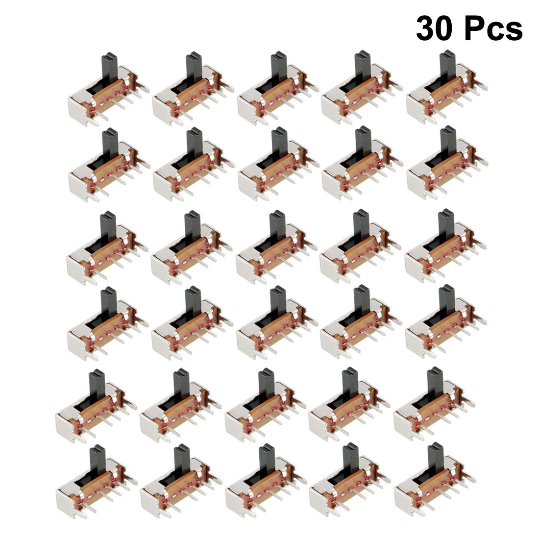 uxcell Uxcell 30Pcs 6mm Horizontal Slide Switch SP3T 1P3T 4 Terminals PCB Panel Latching