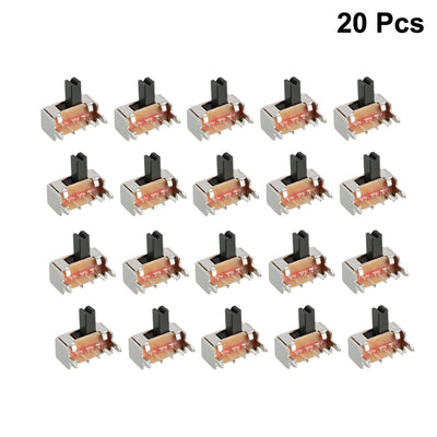 Harfington Uxcell 20Pcs 3mm Horizontal Slide Switch SPDT 1P2T 3 Terminals PCB Panel Latching
