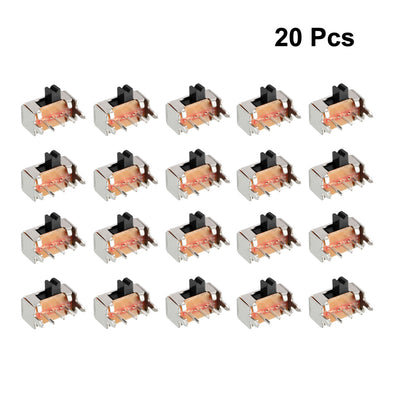 Harfington Uxcell 20Pcs 2mm Horizontal Slide Switch SPDT 1P2T 3 Terminals PCB Panel Latching