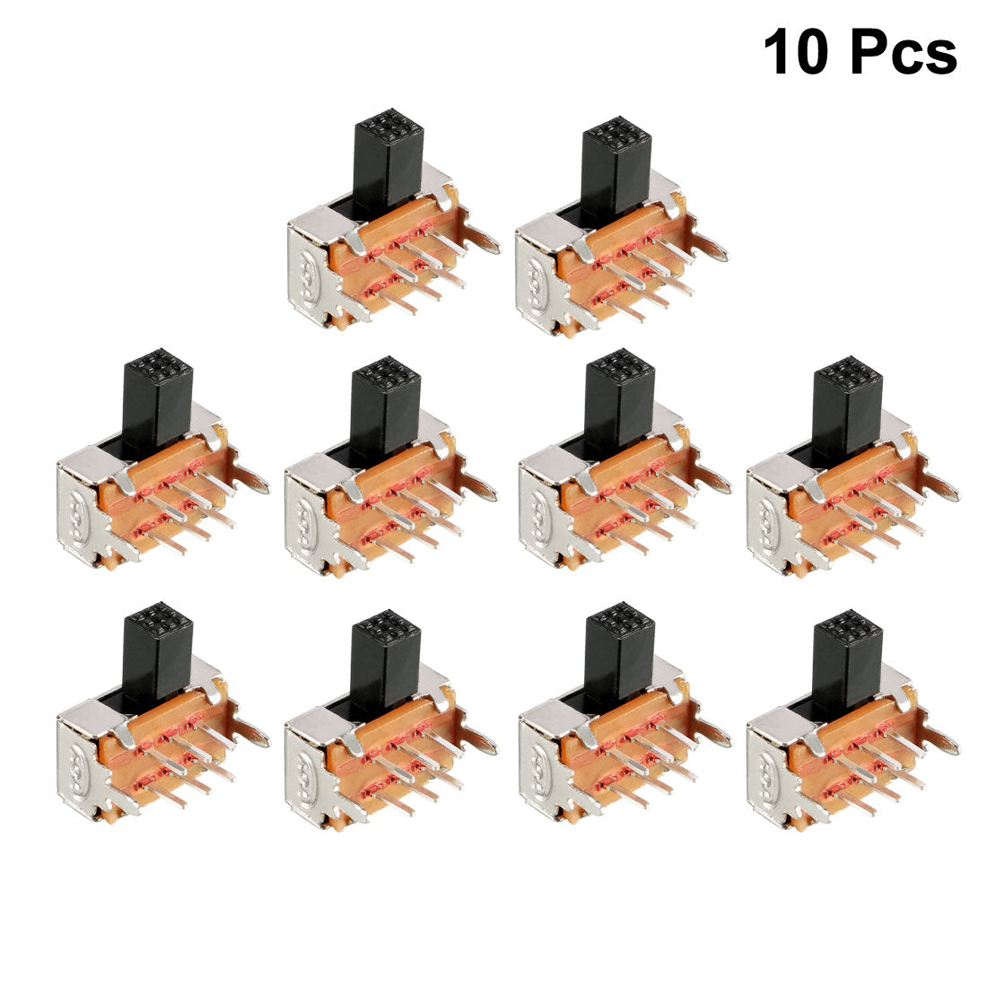 uxcell Uxcell 10Pcs 6mm Horizontal Slide Switch DPDT 2P2T 6 Terminals PCB Panel Latching