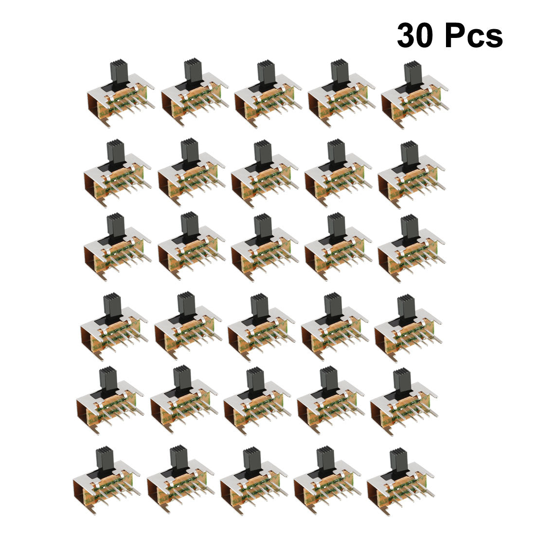 uxcell Uxcell 30Pcs 6mm Horizontal Slide Switch DP3T 2P3T 8 Terminals PCB Panel Latching