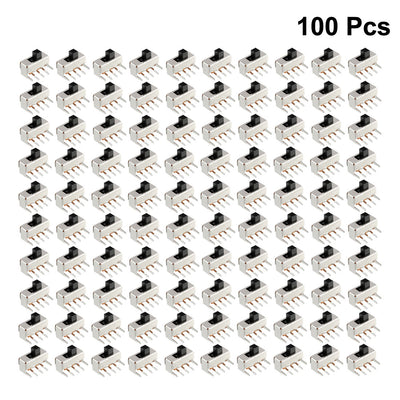 Harfington Uxcell 100Pcs 5mm Horizontal Slide Switch SPDT 1P2T 3 Pins PCB Panel Latching