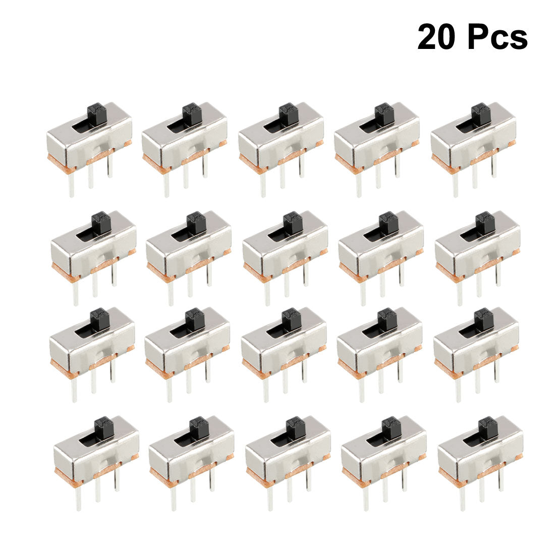 uxcell Uxcell 20Pcs 2mm Vertical Slide Switch SPDT 1P2T 3 Terminals PCB Panel Latching