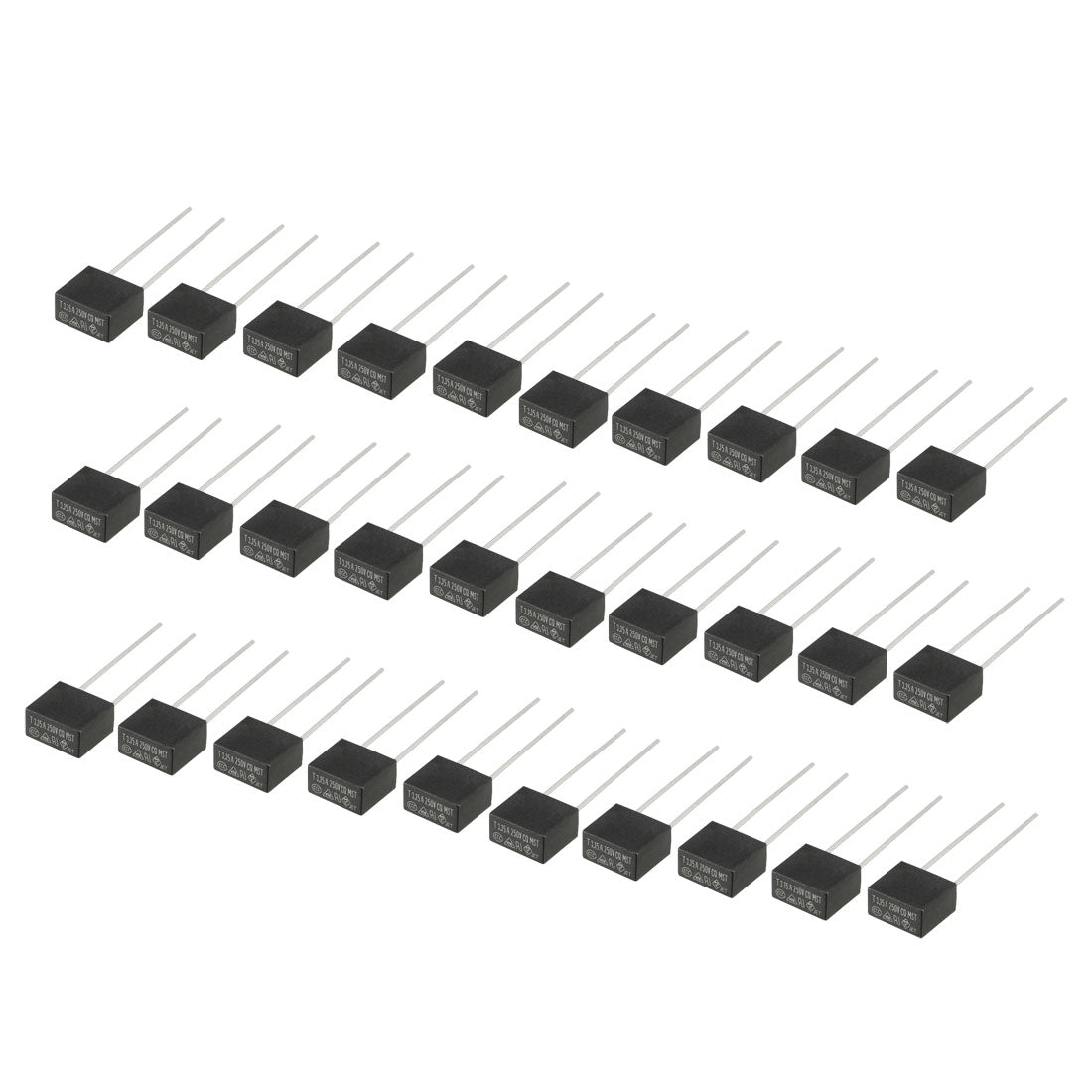 uxcell Uxcell 30Pcs DIP Mounted Miniature Square Slow Blow Micro Fuse T3.15A 3.15A 250V Black