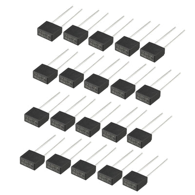 Harfington Uxcell 20Pcs DIP Mounted Miniature Square Slow Blow Micro Fuse T5A 5A 250V Black