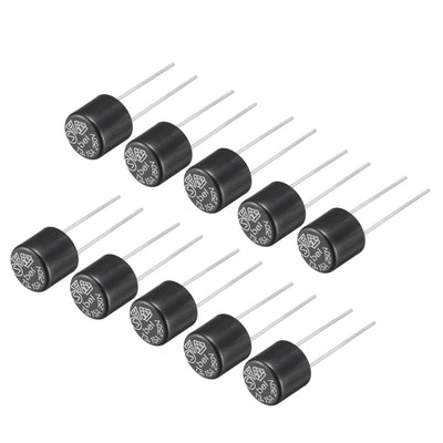 uxcell Uxcell 10Pcs DIP Mounted Miniature Cylinder Slow Blow Micro Fuse T3.15A 3.15A 250V Black