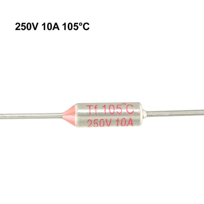 Harfington Uxcell 250V 10A 105℃ Celsius Circuit Cut Off Temperature Thermal Fuse 10 Pcs