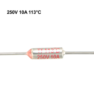 Harfington Uxcell 250V 10A 113℃ Celsius Circuit Cut Off Temperature Thermal Fuse 10 Pcs
