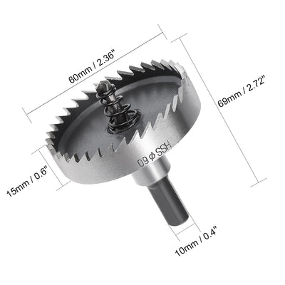 Harfington Uxcell 60mm HSS Drill Bit Hole Saw Cutter for Metal Alloy Wood