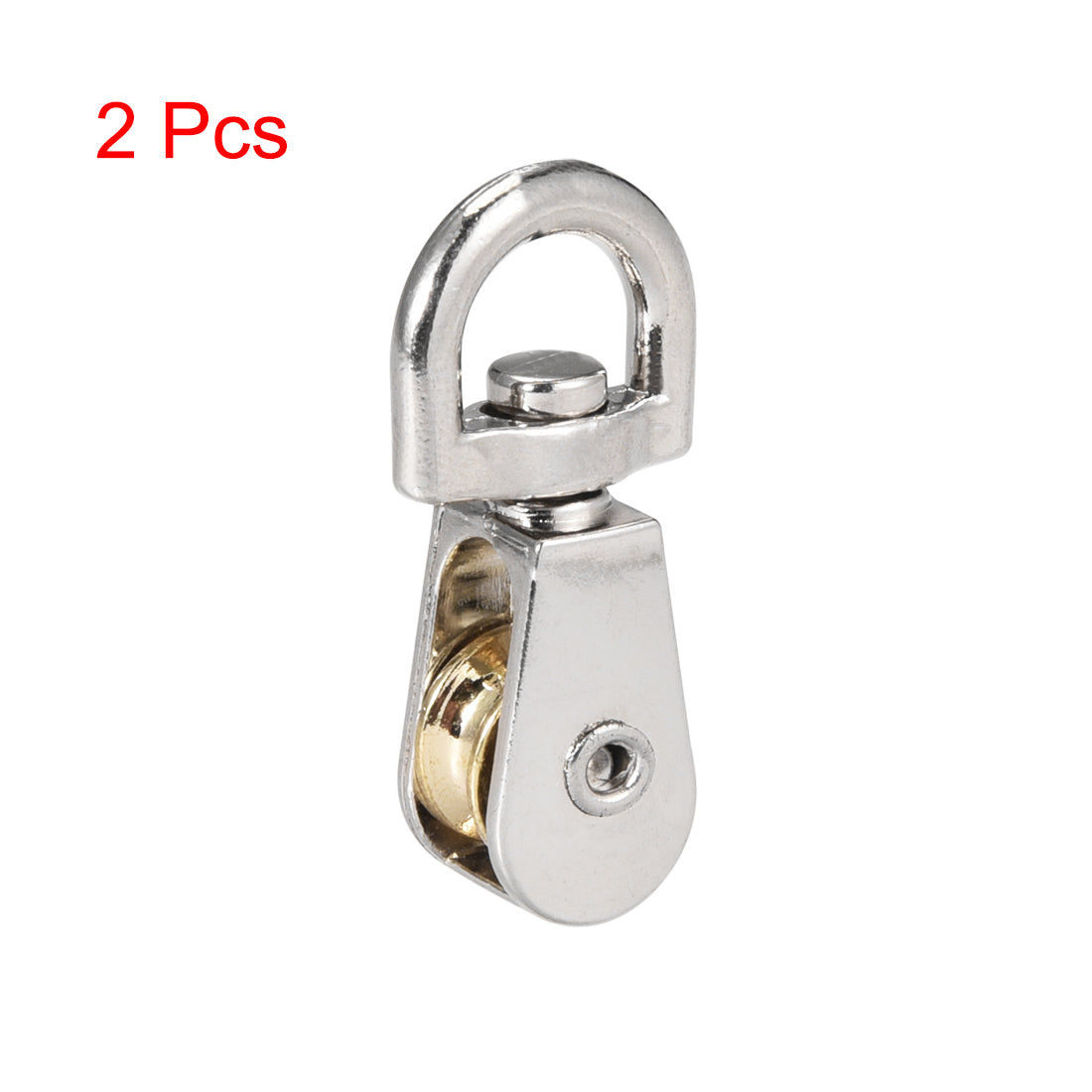 uxcell Uxcell 2pcs Lifting Crane Swivel Hook Single Pulley Block Hanging Wire Towing Wheel Zinc Alloy