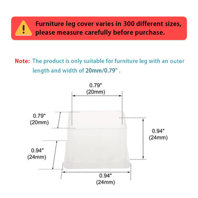 Harfington Uxcell Clear PVC Chair Leg Cap End Feet Cover Furniture Grippers Floor Protector 20pcs