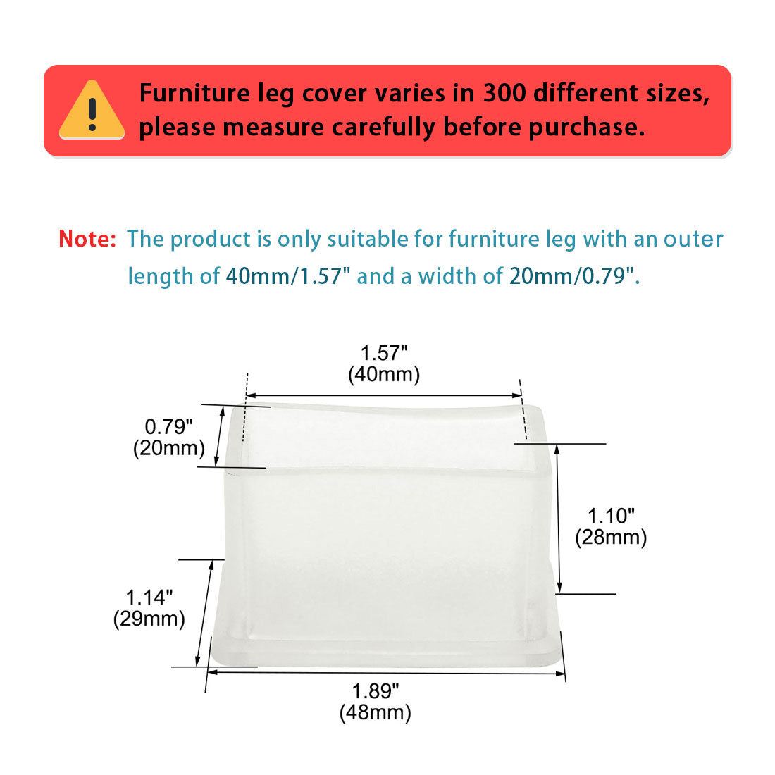 uxcell Uxcell Clear PVC Chair Leg Caps End Pad Feet Cover Furniture Slider Floor Protector 4pcs 0.79" x 1.57" (20x40mm) Inner Size, Reduce Noise Prevent Scratch