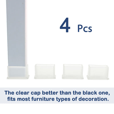Harfington Uxcell Clear PVC Chair Leg Caps End Pad Feet Cover Furniture Slider Floor Protector 4pcs 0.79" x 1.57" (20x40mm) Inner Size, Reduce Noise Prevent Scratch