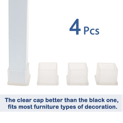 Harfington Uxcell Clear PVC Chair Leg Caps End Pad Feet Cover Furniture Slider Floor Protector 4pcs Reduce Noise Anti Scratch
