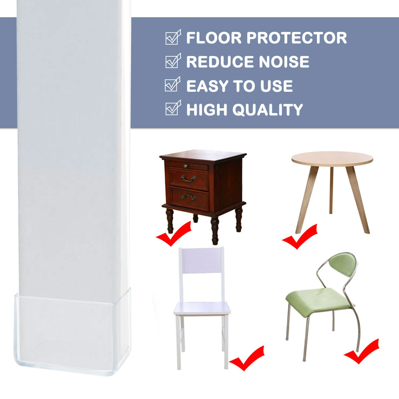 uxcell Uxcell Clear PVC Chair Leg Caps End Tip Feet Cover Furniture Glide Floor Protector 5pcs Reduce Noise Prevent Scratch