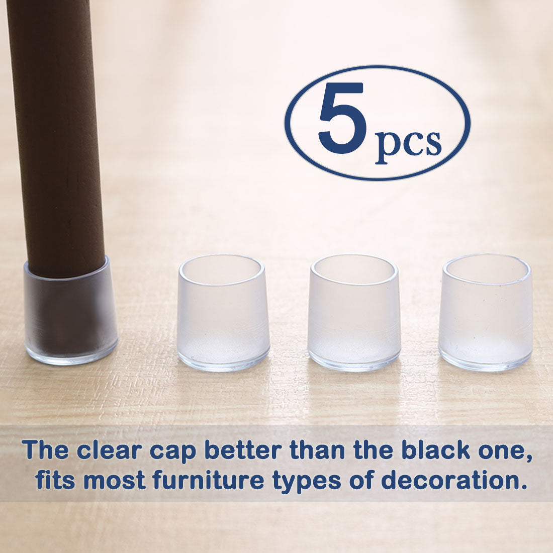 uxcell Uxcell Clear PVC Chair Leg Caps End Tip Feet Cover Furniture Glide Floor Protector 5pcs