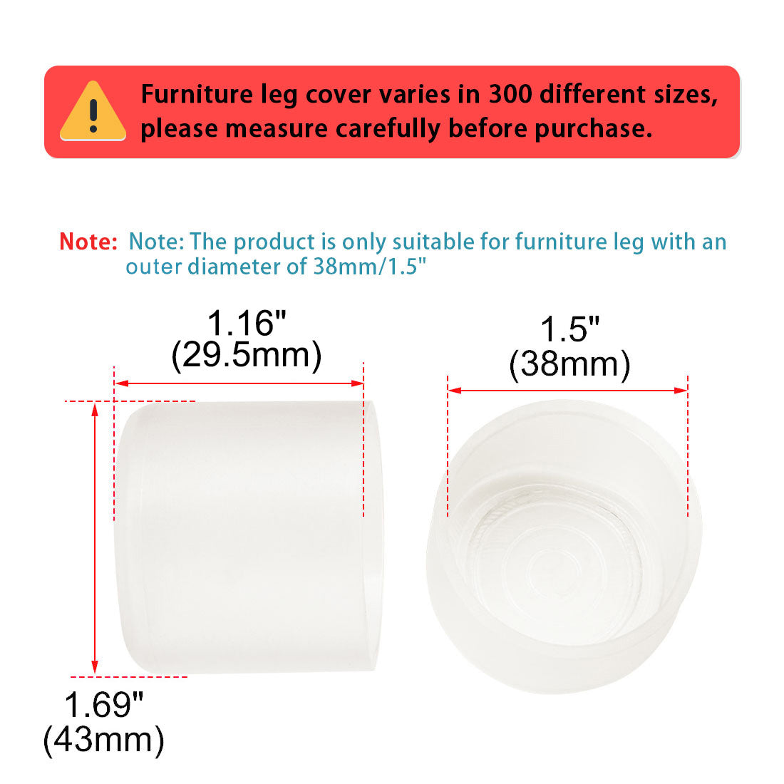 uxcell Uxcell Clear PVC Chair Leg Caps End Tip Feet Cover Furniture Glide Floor Protector 5pcs