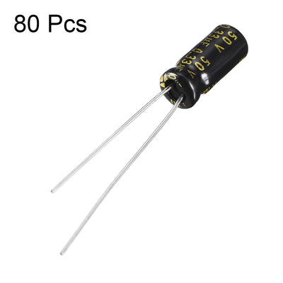 Harfington Uxcell Aluminum Radial Electrolytic Capacitor with 0.33uF 50V 105 Celsius Life 2000H 5 x 11 mm Black 80pcs