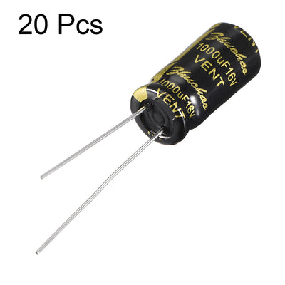 Harfington Uxcell Aluminum Radial Electrolytic Capacitor with 1000uF 16V 105 Celsius Life 2000H 8 x 16 mm Black 20pcs