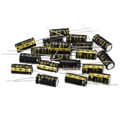 Harfington Uxcell Aluminum Radial Electrolytic Capacitor with 1000uF 16V 105 Celsius Life 2000H 8 x 16 mm Black 20pcs