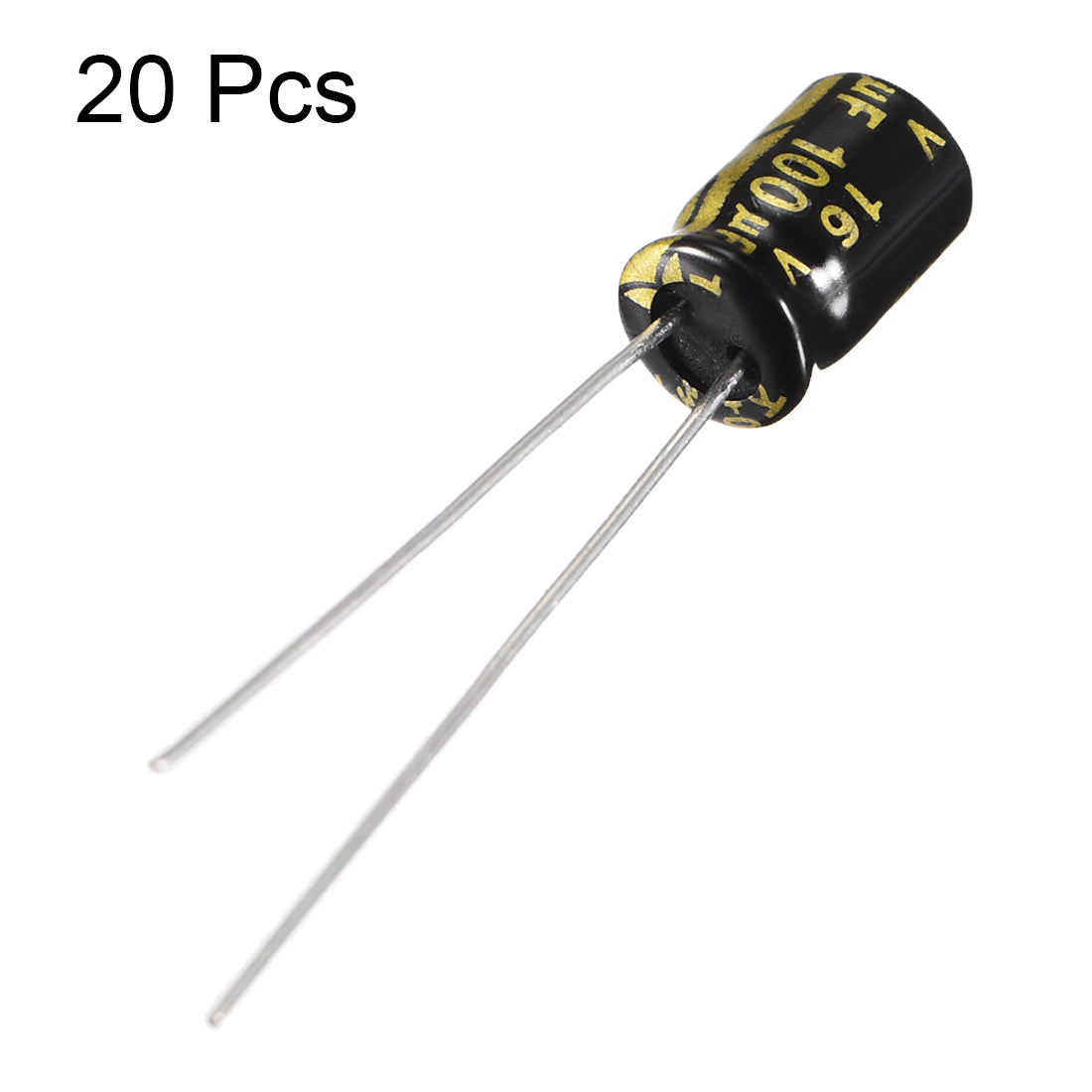 uxcell Uxcell Aluminum Radial Electrolytic Capacitor with 100uF 16V 105 Celsius Life 2000H 5 x 7 mm Black 20pcs