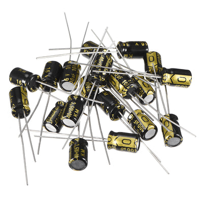 uxcell Uxcell Aluminum Radial Electrolytic Capacitor with 100uF 16V 105 Celsius Life 2000H 5 x 7 mm Black 20pcs