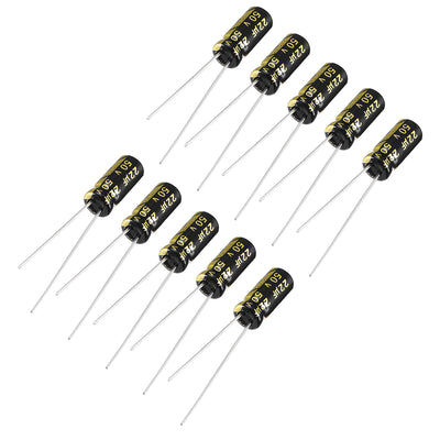 Harfington Uxcell Aluminum Radial Electrolytic Capacitor with 22uF 50V 105 Celsius Life 2000H 5 x 11 mm Black 10pcs