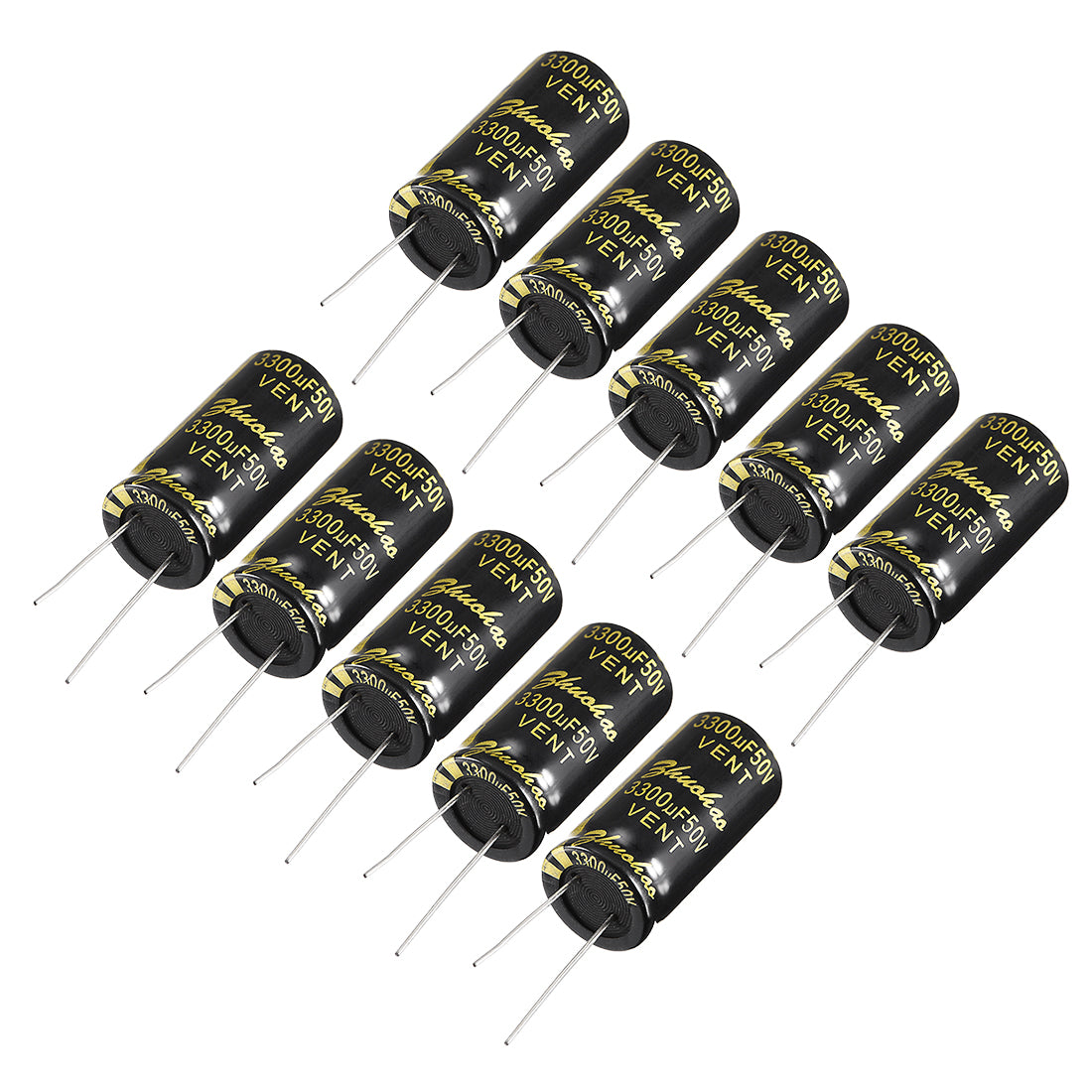 uxcell Uxcell Aluminum Radial Electrolytic Capacitor with 3300uF 50V 105 Celsius Life 2000H 18 x 36 mm Black 10pcs