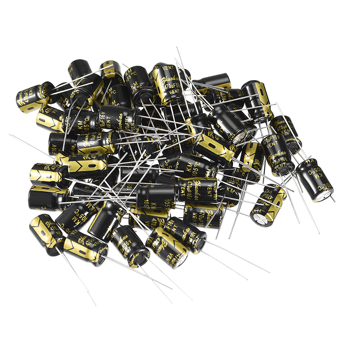 uxcell Uxcell Aluminum Radial Electrolytic Capacitor with 470uF 16V 105 Celsius Life 2000H 8 x 12 mm Black 60pcs
