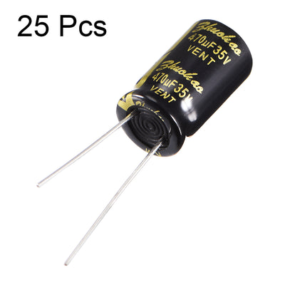 Harfington Uxcell Aluminum Radial Electrolytic Capacitor with 470uF 35V 105 Celsius Life 2000H 10 x 17 mm Black 25pcs