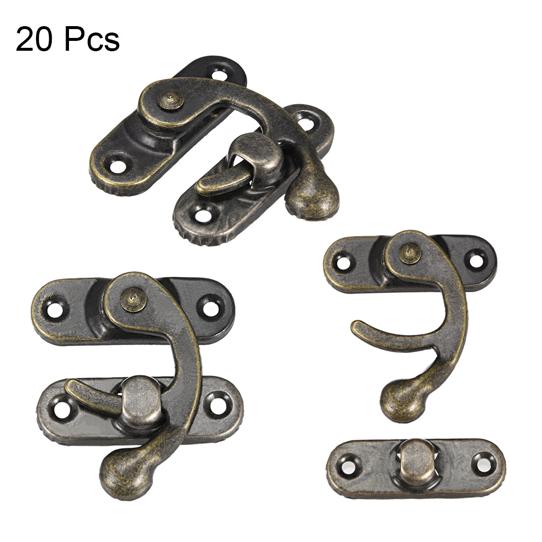 uxcell Uxcell Antique Right Latch Hook Hasp, Swing Arm Latch Plated Bronze 20 pcs w Screws (42mm x 37mm)